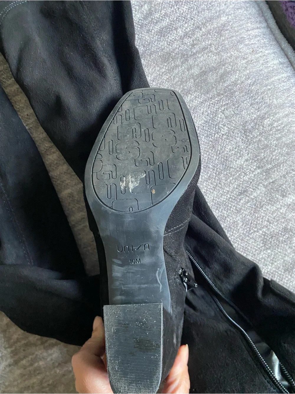 Unisa Black Suede Over-The-Knee Block Heel Boots